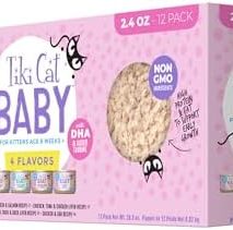 Tiki Cat Baby, Shreds Variety Pack, High-Protein and Flavorful, Wet Cat Food for Kittens 8 Weeks Plus, 2.4 oz. Cans (Pack of 12)