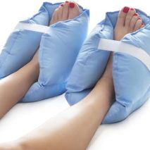 DMI Heel Cushion Protector Pillow to Relieve Pressure from Sores and Ulcers, Foot Pillow, FSA HSA Eligible, Adjustable in Size, Blue, White, Sold as a Set of 2