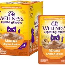 Wellness Appetizing Entrées Mousse Adult Wet Cat Food, Natural, Protein-Rich, Grain Free, 1.4 Ounce Pouch, 8 Pack (Chicken Recipe)